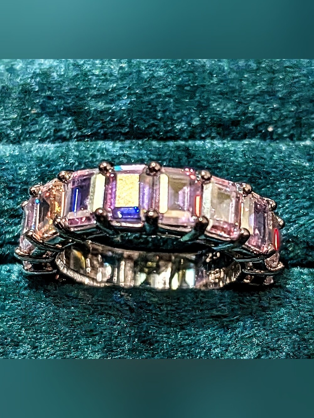 VINTAGE Multicolor Mystic CZ Baguette Eternity Ring -